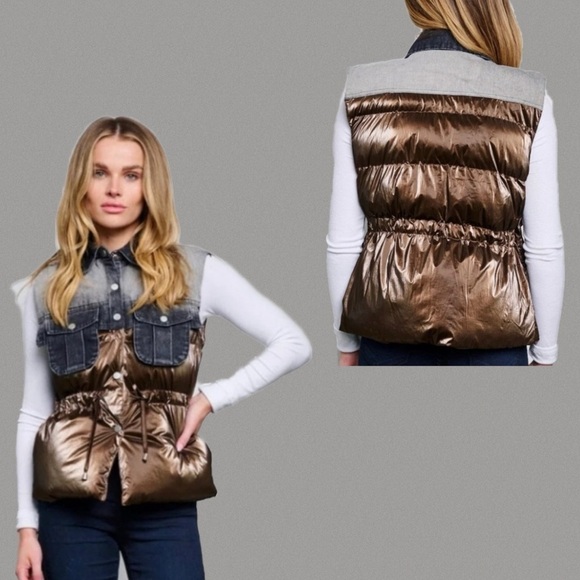 Patchwork Puffer Denim Vest - Picture 4 of 16